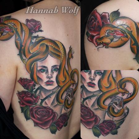 Tattoos - figure with snakes and roses - 116289